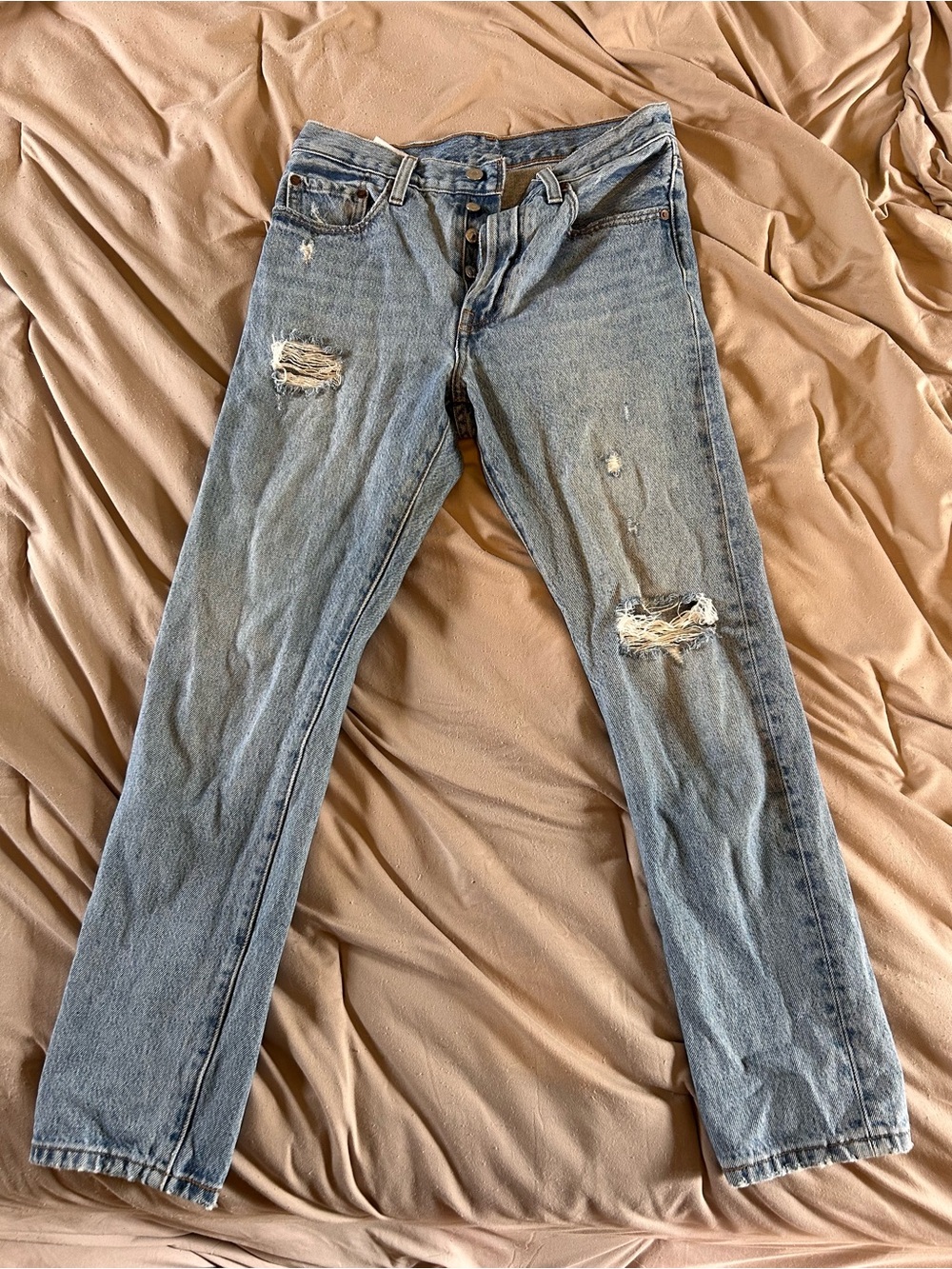 Levi’s 501 Distressed Straight-Leg Jeans